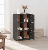 VidaXL Hoge kast 67x40x108,5 cm massief grenenhout grijs