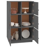 VidaXL Hoge kast 67x40x108,5 cm massief grenenhout grijs