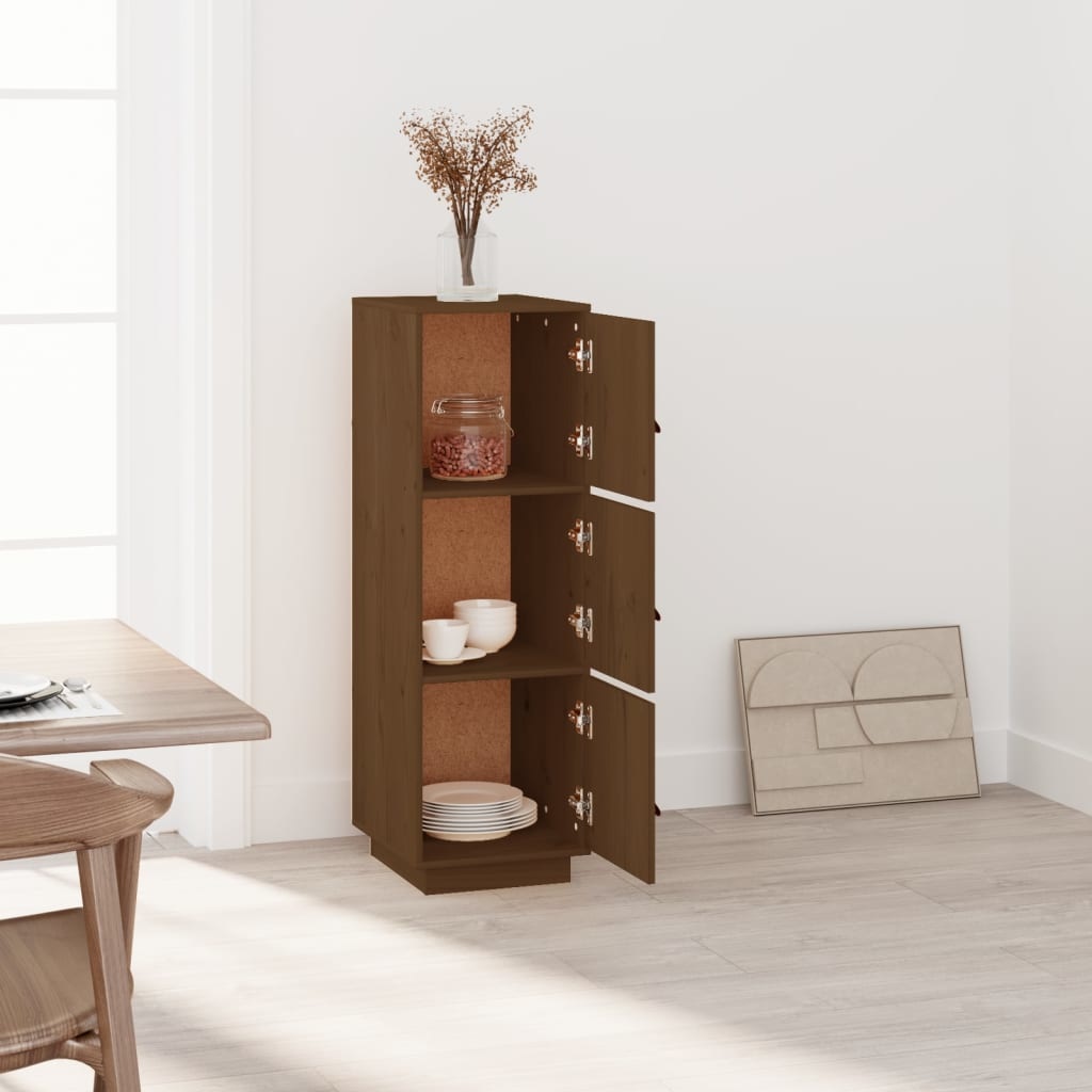 VidaXL Hoge kast 34x40x108,5 cm massief grenenhout honingbruin
