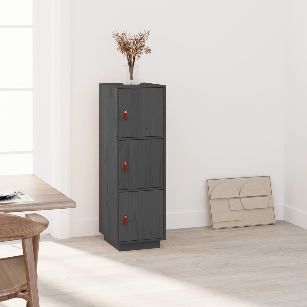 VidaXL Hoge kast 34x40x108,5 cm massief grenenhout grijs