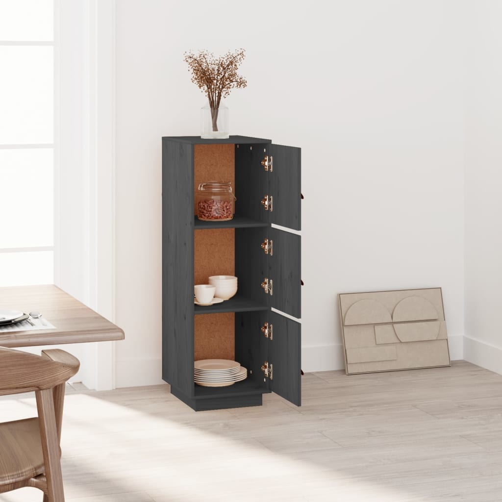 VidaXL Hoge kast 34x40x108,5 cm massief grenenhout grijs