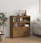 VidaXL Hoge kast 100x40x108,5 cm massief grenenhout honingbruin