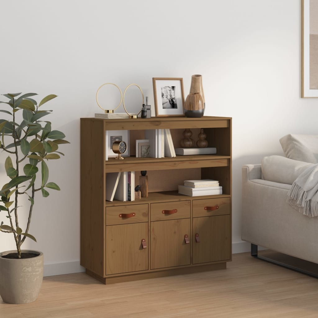 VidaXL Hoge kast 100x40x108,5 cm massief grenenhout honingbruin
