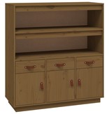 VidaXL Hoge kast 100x40x108,5 cm massief grenenhout honingbruin