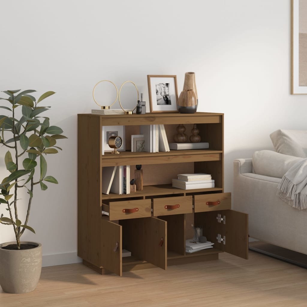 VidaXL Hoge kast 100x40x108,5 cm massief grenenhout honingbruin