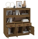 VidaXL Hoge kast 100x40x108,5 cm massief grenenhout honingbruin