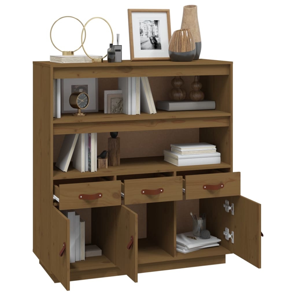 VidaXL Hoge kast 100x40x108,5 cm massief grenenhout honingbruin