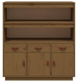 VidaXL Hoge kast 100x40x108,5 cm massief grenenhout honingbruin