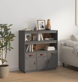 VidaXL Hoge kast 100x40x108,5 cm massief grenenhout grijs