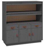 VidaXL Hoge kast 100x40x108,5 cm massief grenenhout grijs