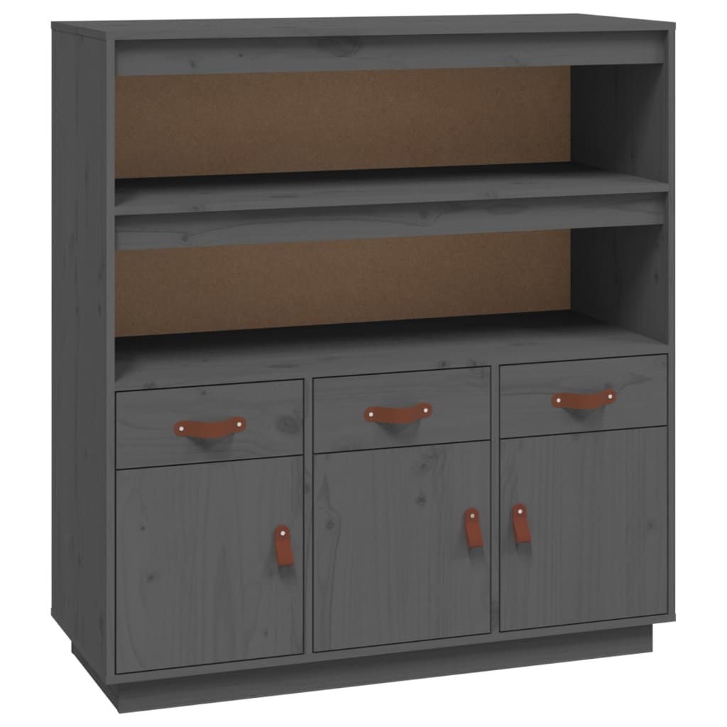 VidaXL Hoge kast 100x40x108,5 cm massief grenenhout grijs