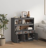 VidaXL Hoge kast 100x40x108,5 cm massief grenenhout grijs