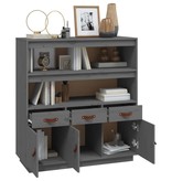 VidaXL Hoge kast 100x40x108,5 cm massief grenenhout grijs