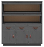 VidaXL Hoge kast 100x40x108,5 cm massief grenenhout grijs