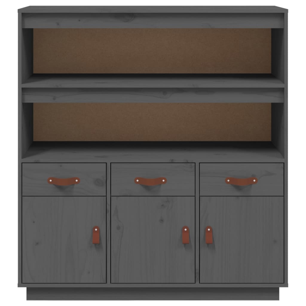 VidaXL Hoge kast 100x40x108,5 cm massief grenenhout grijs