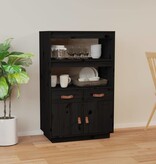 VidaXL Hoge kast 67x40x108,5 cm massief grenenhout zwart