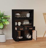 VidaXL Hoge kast 67x40x108,5 cm massief grenenhout zwart