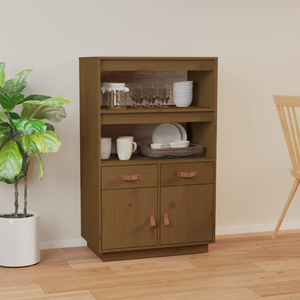 VidaXL Hoge kast 67x40x108,5 cm massief grenenhout honingbruin