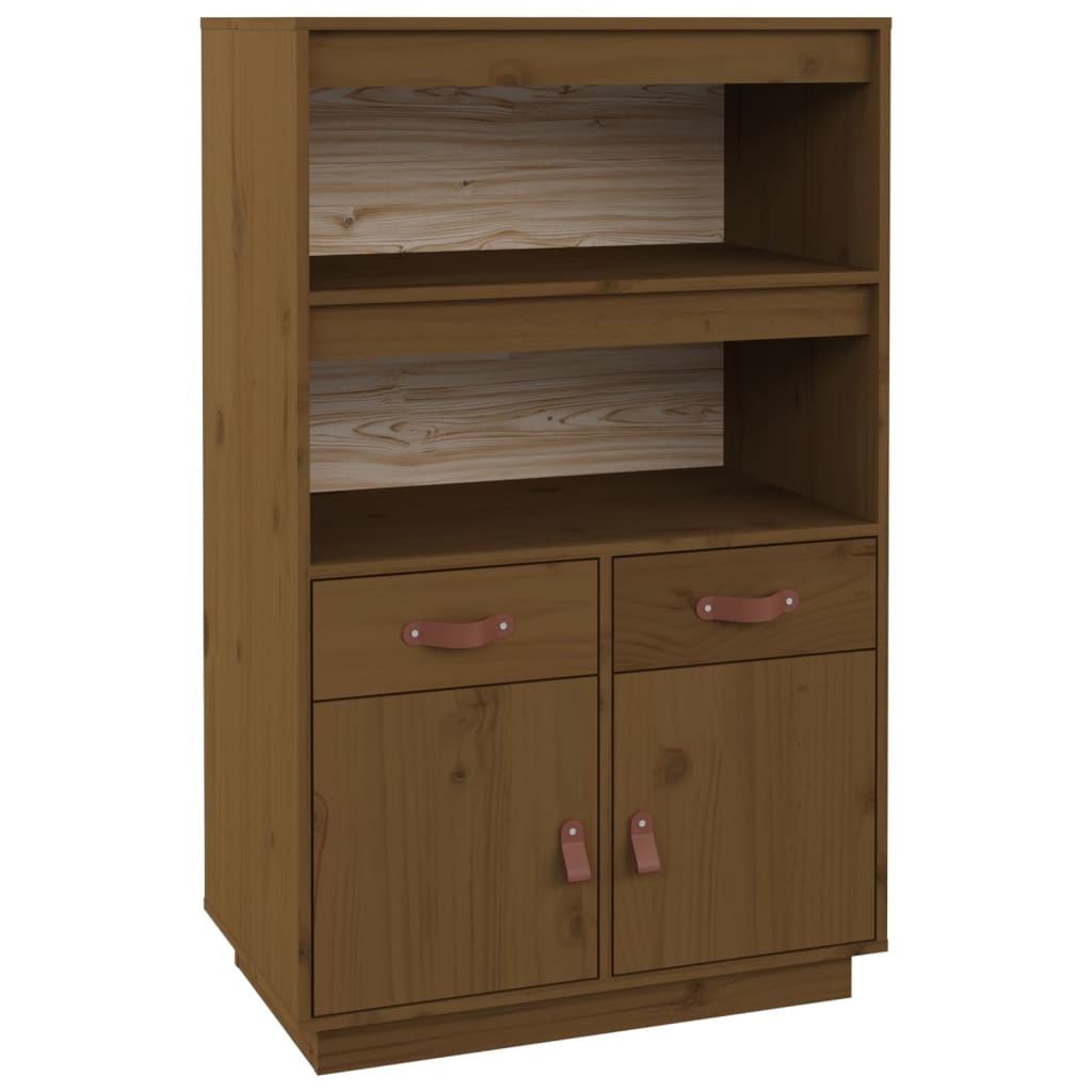 VidaXL Hoge kast 67x40x108,5 cm massief grenenhout honingbruin