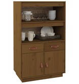 VidaXL Hoge kast 67x40x108,5 cm massief grenenhout honingbruin