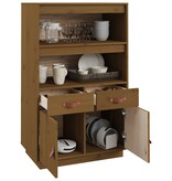 VidaXL Hoge kast 67x40x108,5 cm massief grenenhout honingbruin