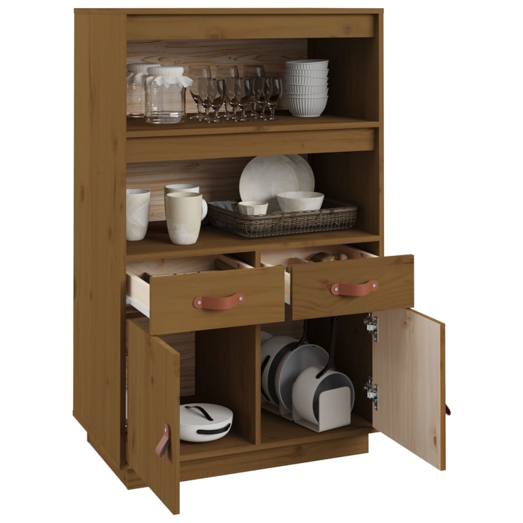 VidaXL Hoge kast 67x40x108,5 cm massief grenenhout honingbruin