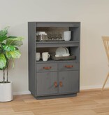 VidaXL Hoge kast 67x40x108,5 cm massief grenenhout grijs