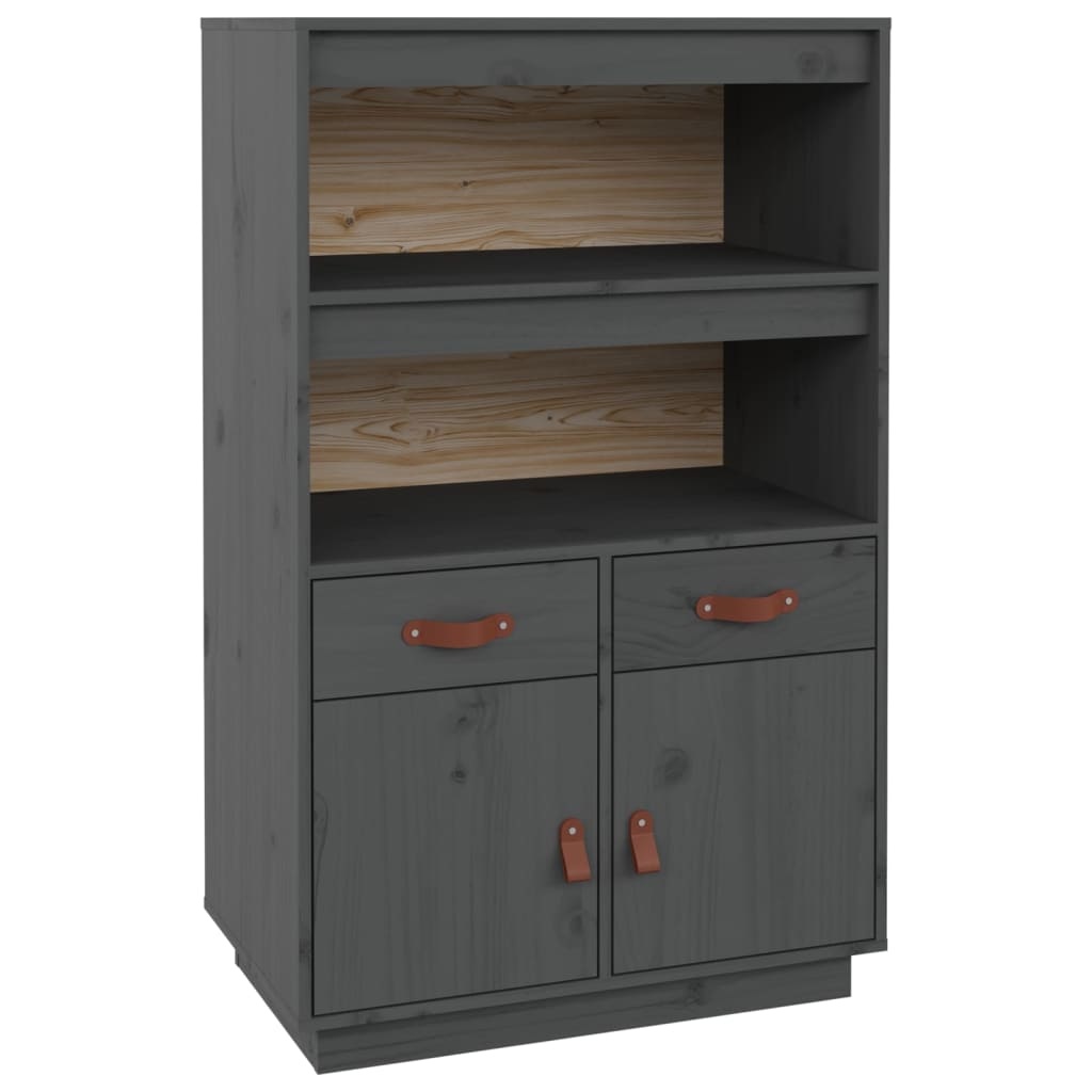 VidaXL Hoge kast 67x40x108,5 cm massief grenenhout grijs