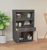 VidaXL Hoge kast 67x40x108,5 cm massief grenenhout grijs