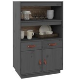 VidaXL Hoge kast 67x40x108,5 cm massief grenenhout grijs
