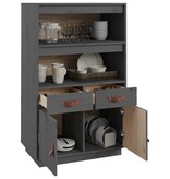 VidaXL Hoge kast 67x40x108,5 cm massief grenenhout grijs