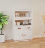 VidaXL Hoge kast 67x40x108,5 cm massief grenenhout wit