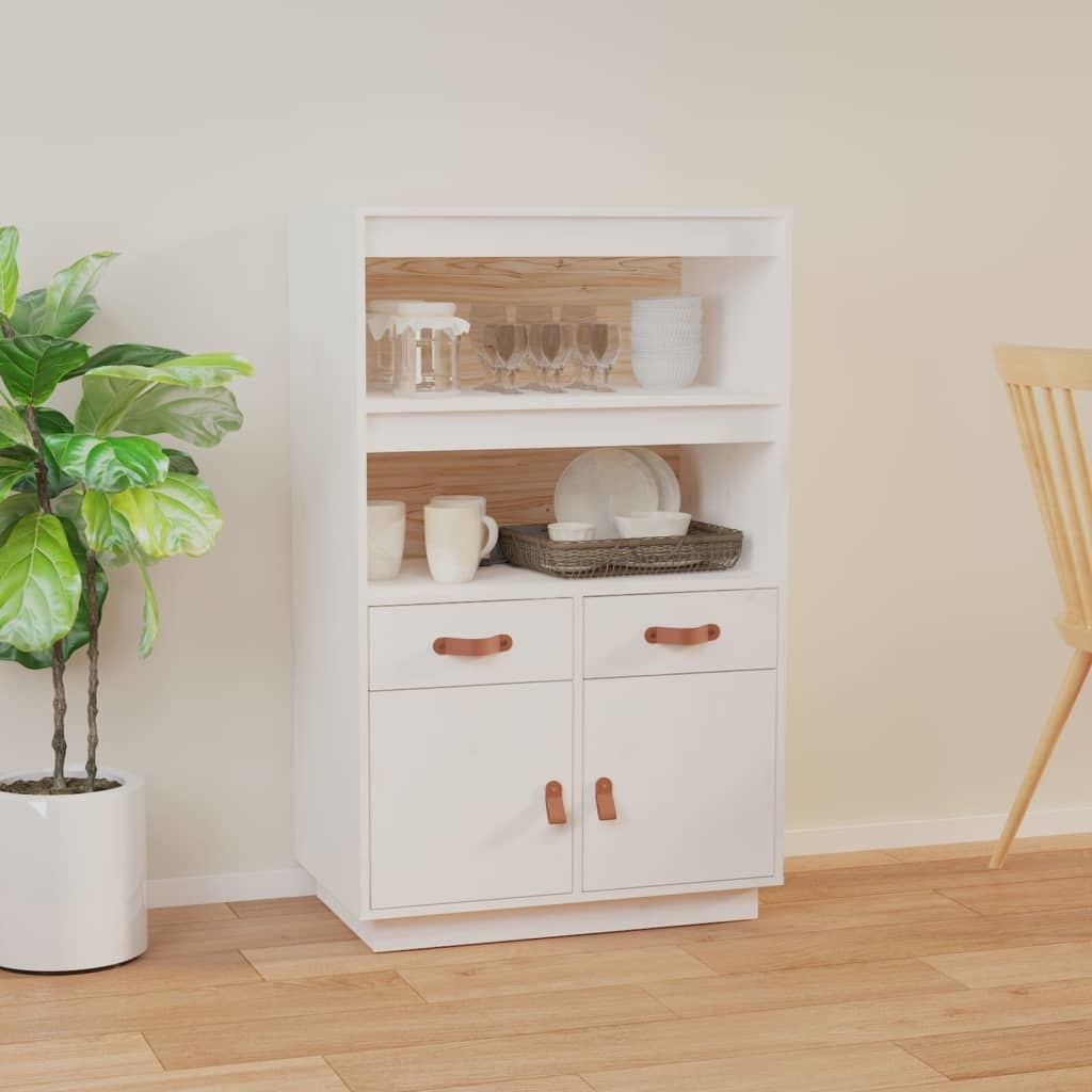 VidaXL Hoge kast 67x40x108,5 cm massief grenenhout wit