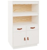 VidaXL Hoge kast 67x40x108,5 cm massief grenenhout wit