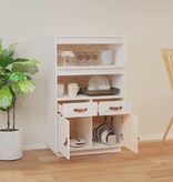 VidaXL Hoge kast 67x40x108,5 cm massief grenenhout wit