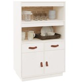 VidaXL Hoge kast 67x40x108,5 cm massief grenenhout wit