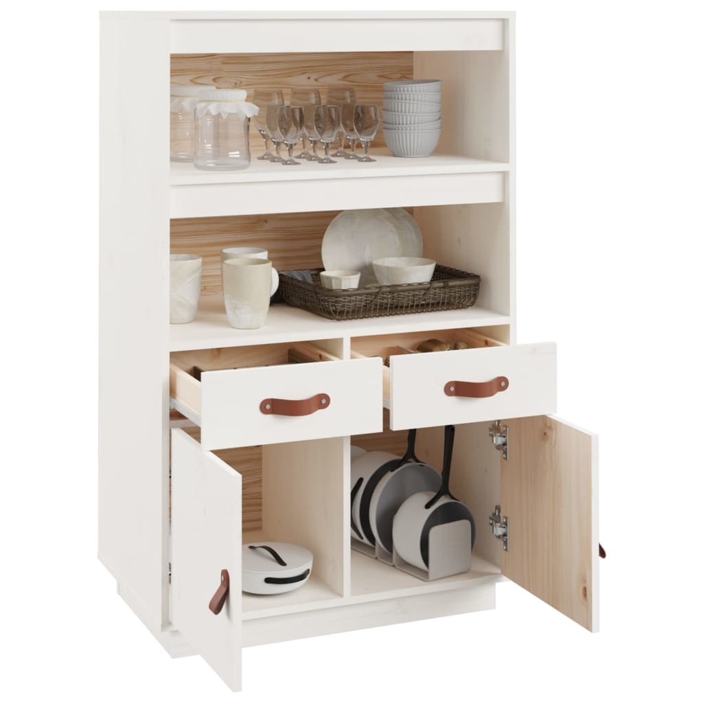 VidaXL Hoge kast 67x40x108,5 cm massief grenenhout wit