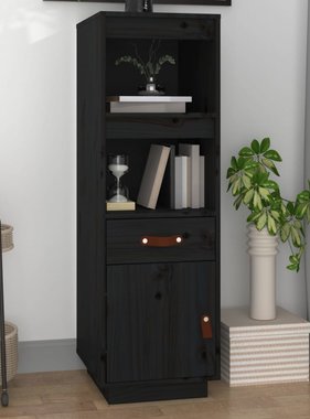 VidaXL Hoge kast 34x40x108,5 cm massief grenenhout zwart