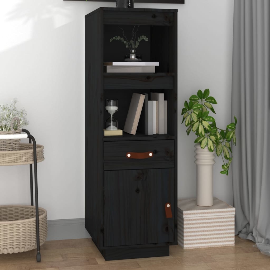 VidaXL Hoge kast 34x40x108,5 cm massief grenenhout zwart