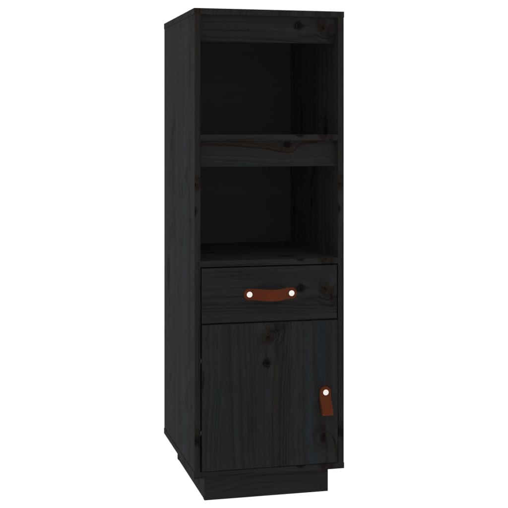 VidaXL Hoge kast 34x40x108,5 cm massief grenenhout zwart