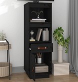 VidaXL Hoge kast 34x40x108,5 cm massief grenenhout zwart