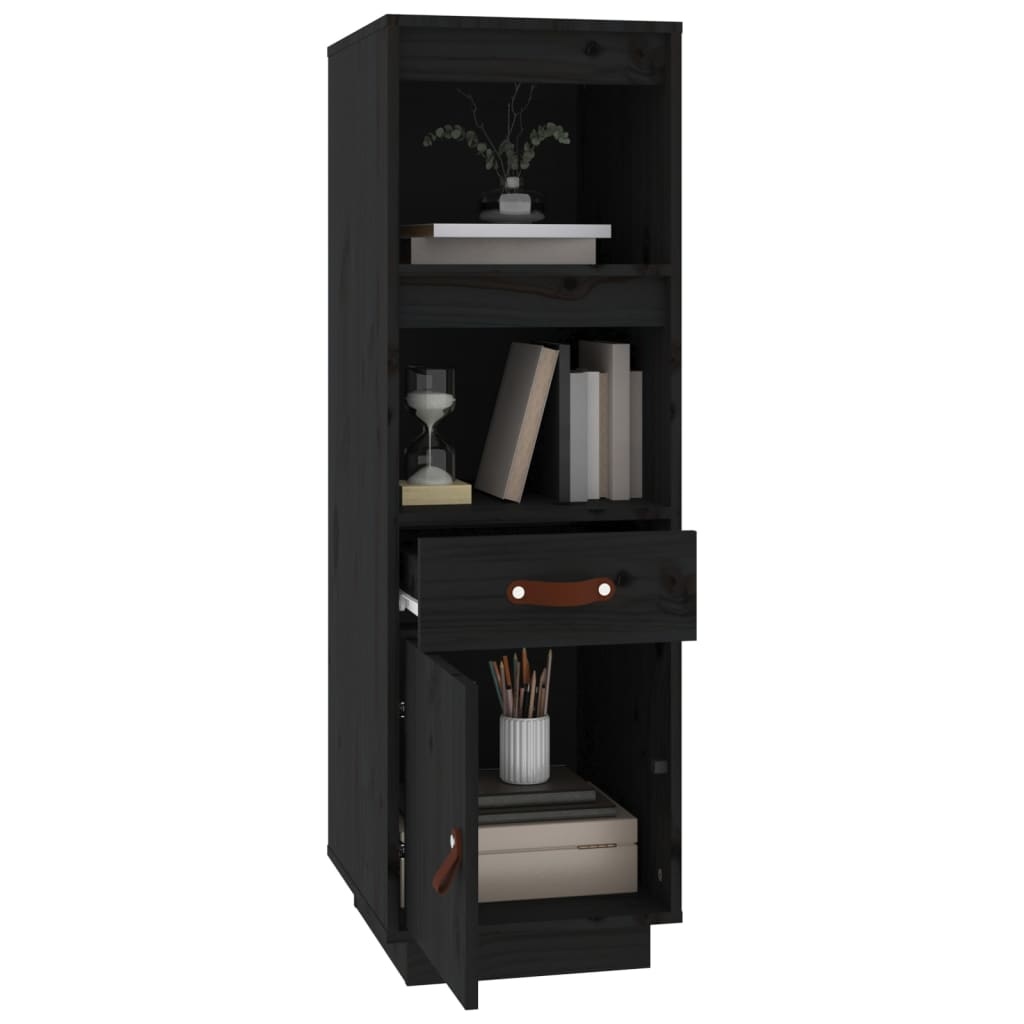 VidaXL Hoge kast 34x40x108,5 cm massief grenenhout zwart