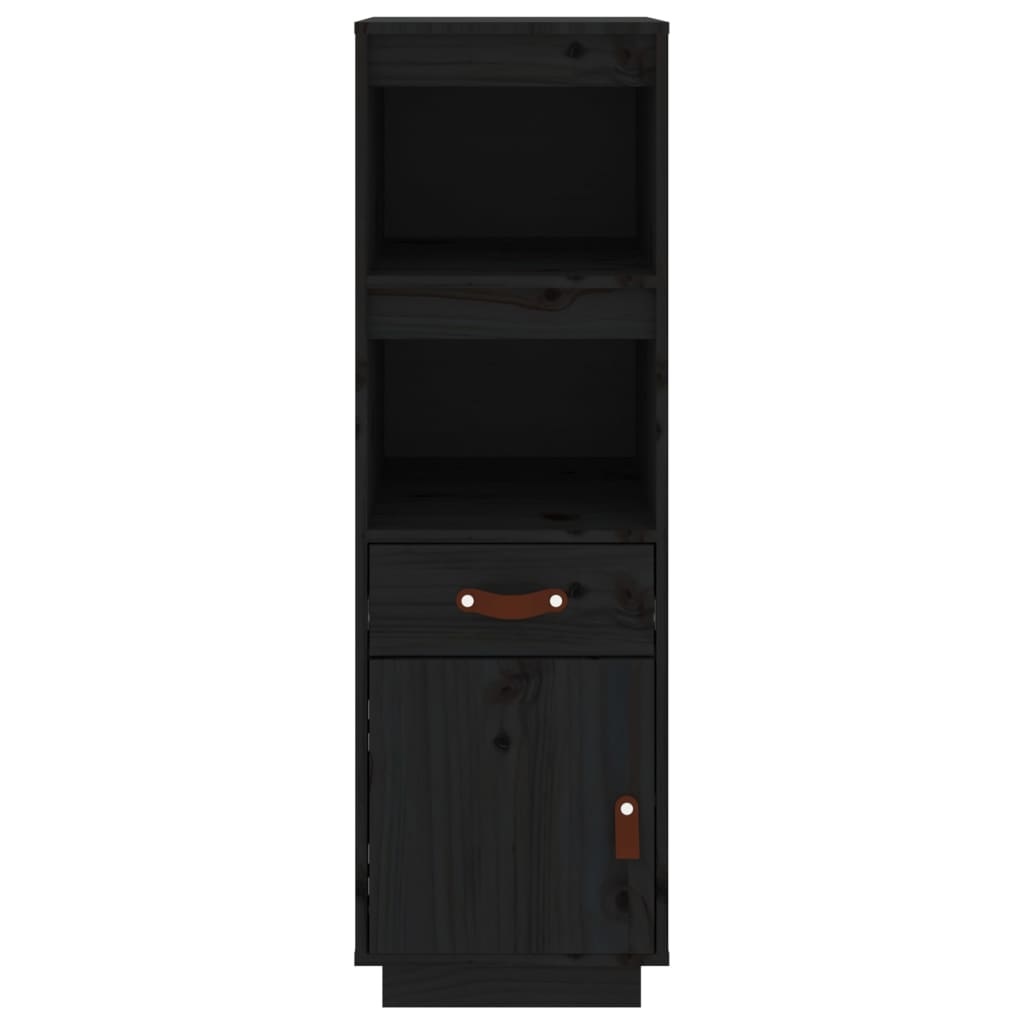 VidaXL Hoge kast 34x40x108,5 cm massief grenenhout zwart