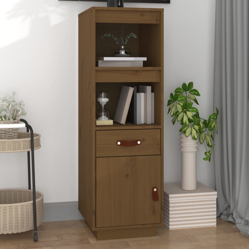 VidaXL Hoge kast 34x40x108,5 cm massief grenenhout honingbruin