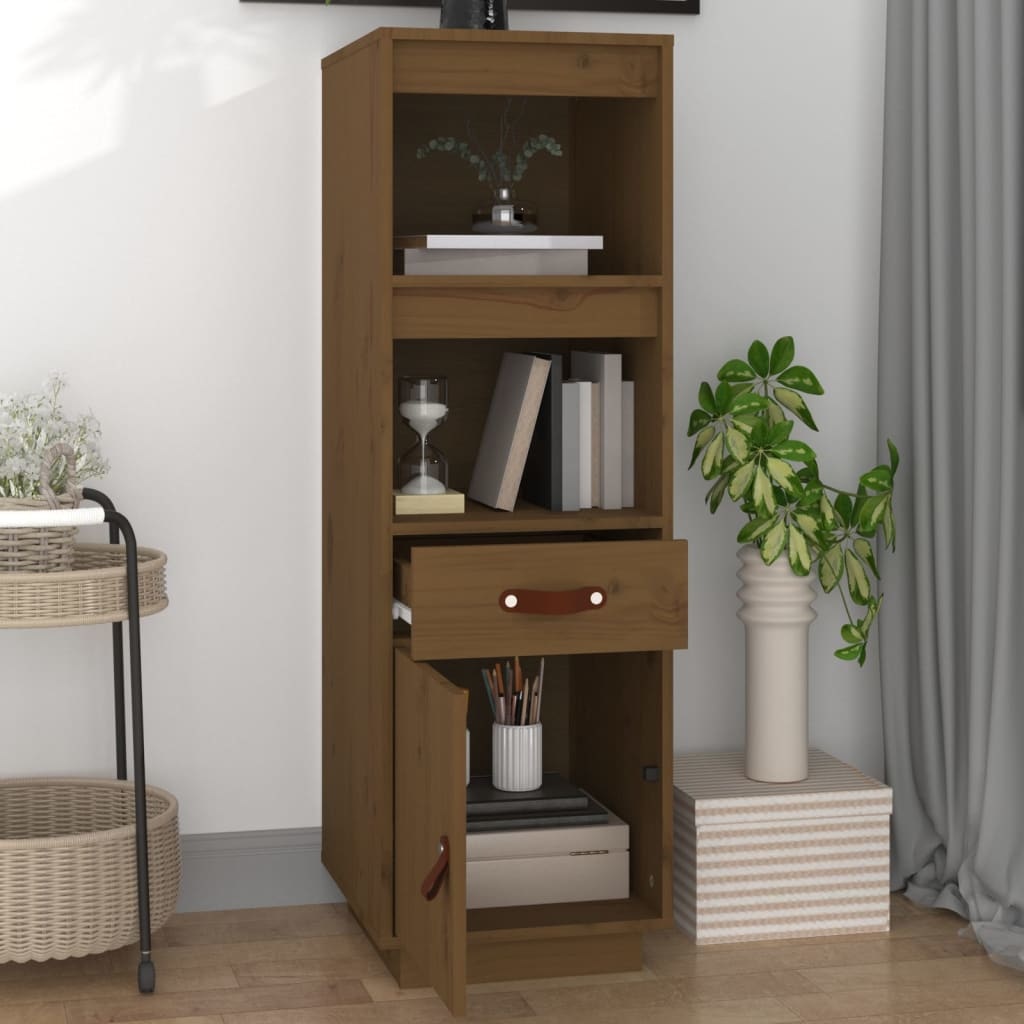 VidaXL Hoge kast 34x40x108,5 cm massief grenenhout honingbruin