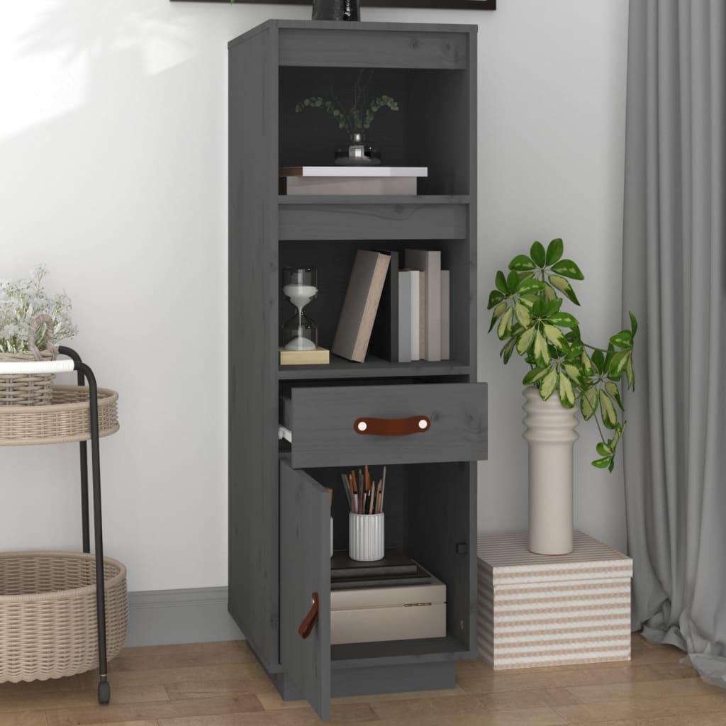 VidaXL Hoge kast 34x40x108,5 cm massief grenenhout grijs
