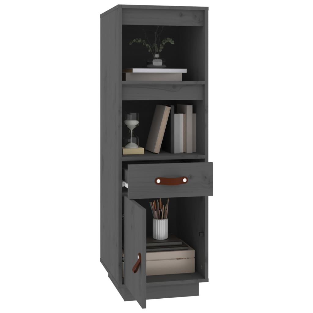 VidaXL Hoge kast 34x40x108,5 cm massief grenenhout grijs