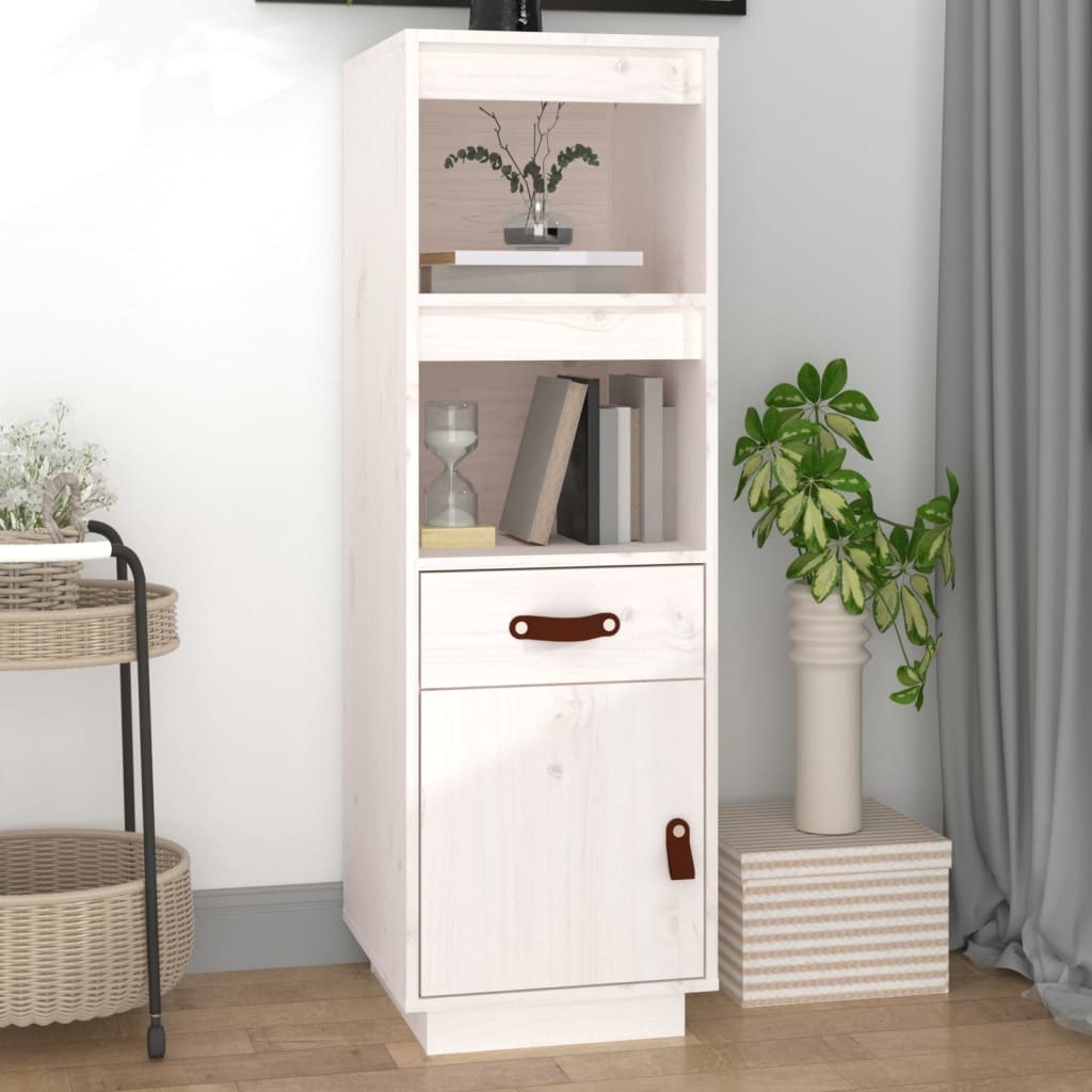 VidaXL Hoge kast 34x40x108,5 cm massief grenenhout wit