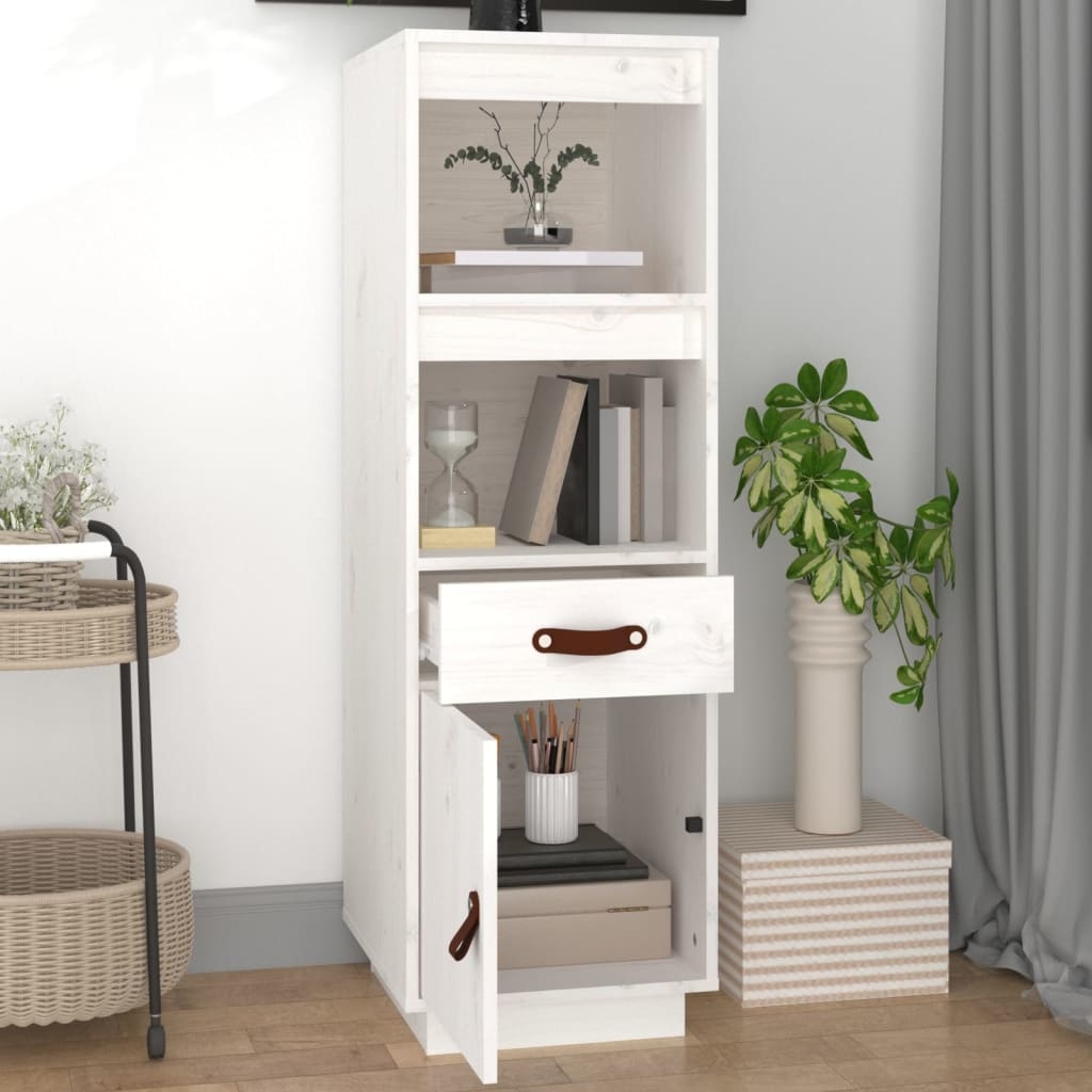 VidaXL Hoge kast 34x40x108,5 cm massief grenenhout wit