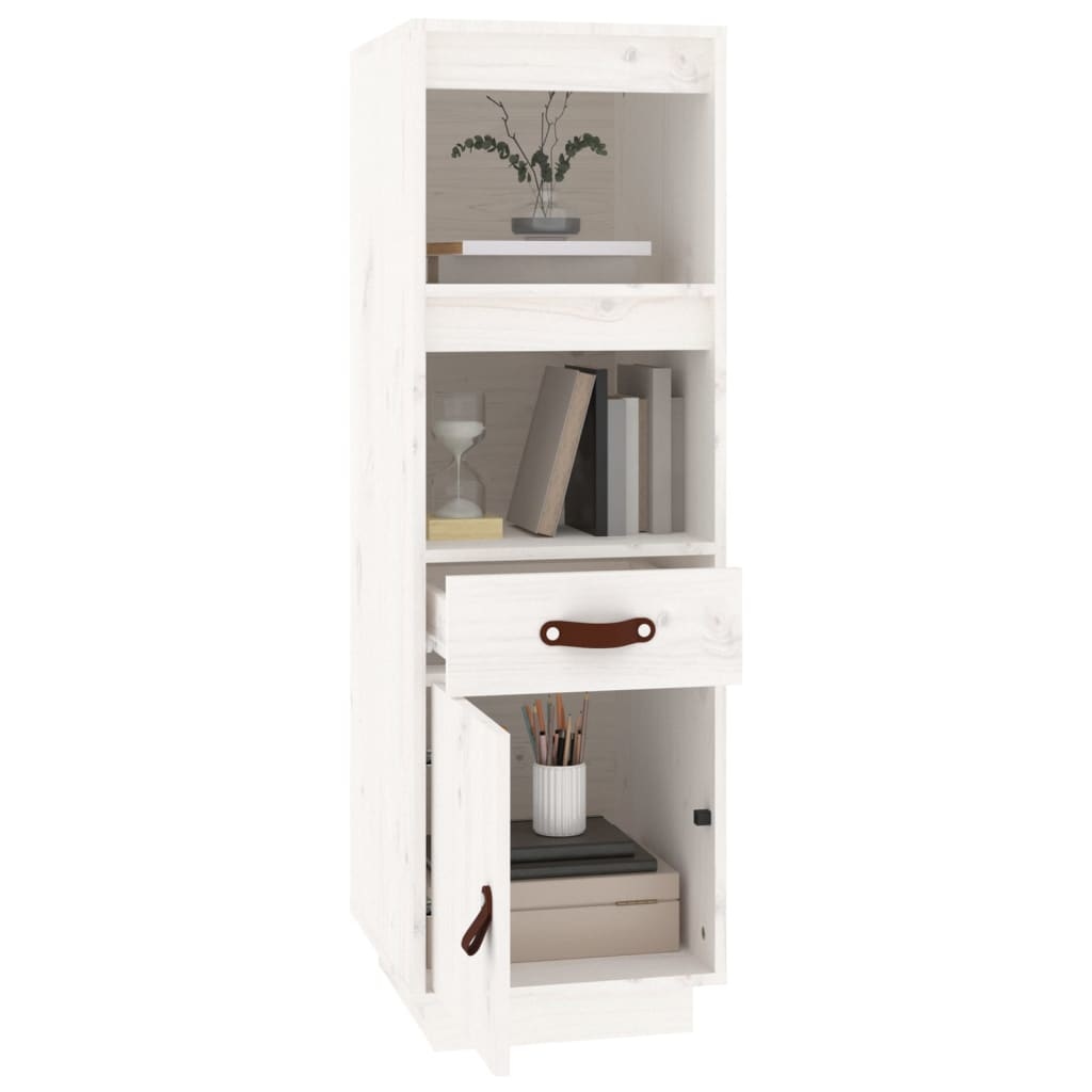 VidaXL Hoge kast 34x40x108,5 cm massief grenenhout wit